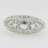 Sterling Silver Semi Mount Ring Setting Round RD 4x4 3x3mm 3 Stone Filigree - Syzjewelry